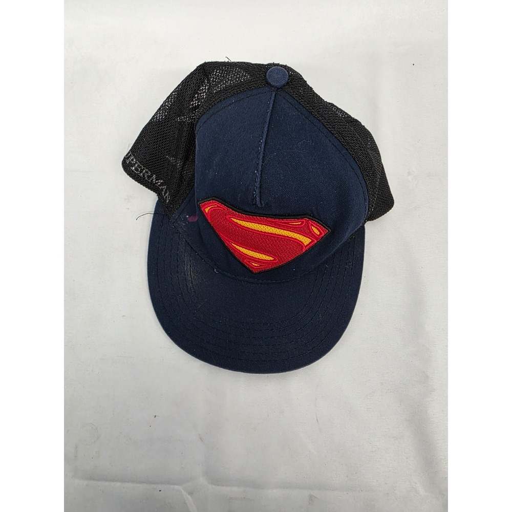 DC Comics Superman Man of Steel Trucker Hat Navy Blue Black Snapback Mesh Cap